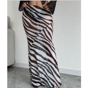 GUJI—258 Leopard Print Chiffon Mermaid Maxi Skirt