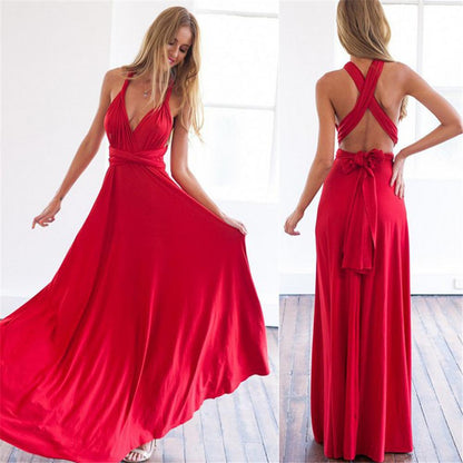 GUJI—329 Best-Selling Multi-Way Strappy Cross-Back Sexy Bandage Maxi Dress