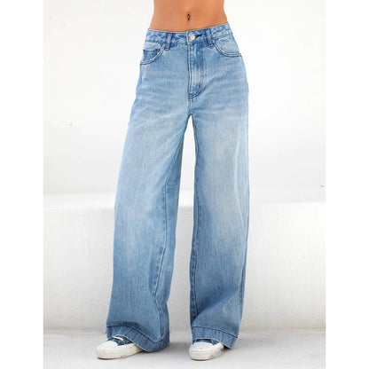 GUJI—-100 High-Waisted Loose Wide-Leg Women's Denim Jeans Casual Low Waistfashion fitted trend highrise jeans wrangler jeans slim-fitting casual