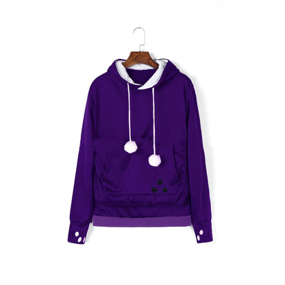 GUJI—335 Meow Planet Show Cat-Dog Fleece-Lined Hoodie For Women