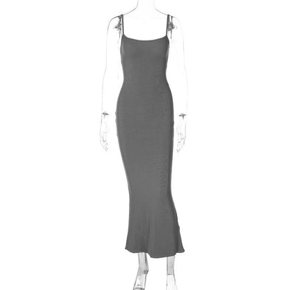 GUJI—210 INS Style Women's One-Shoulder Strap Backless Yimengling Same Style Pure Desire Slim Fit Waist-Enhancing Mid-Length Dress Casual Comfort Womenswear