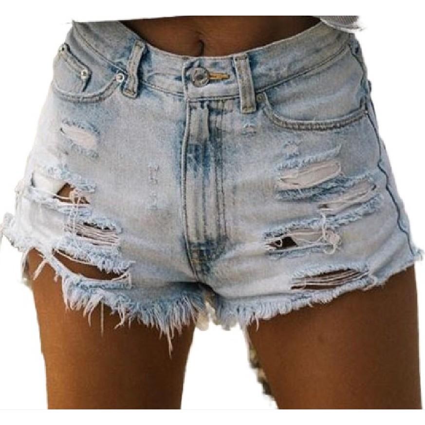 GUJI—-108 Women's High-Waisted Ripped Fringe Denim Shorts Women S Cropped Denim Lowrise Denimfashion pants slim-fitting casual jeans