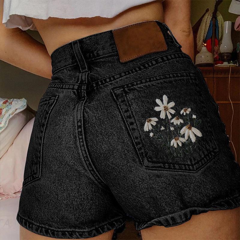 GUJI—339 Vintage Multi-Pocket Printed Denim Shorts