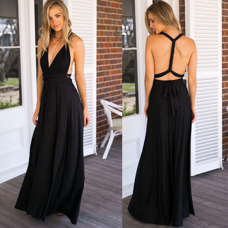 GUJI—329 Best-Selling Multi-Way Strappy Cross-Back Sexy Bandage Maxi Dress