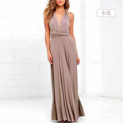 GUJI—329 Best-Selling Multi-Way Strappy Cross-Back Sexy Bandage Maxi Dress