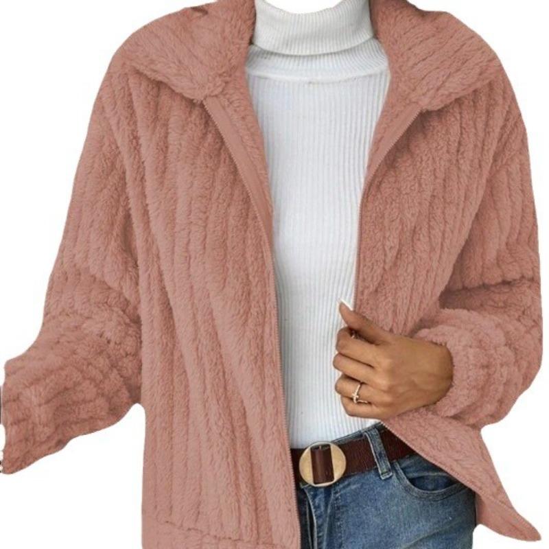 GUJI—468 New Autumn & Winter Faux Fur Cardigan Turn-Down Collar Short Jacket