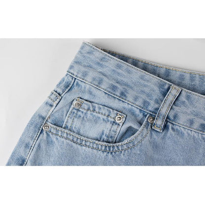 GUJI—68 New High-Waisted Straight-Leg Water Washed Denim Jeans INS Commuter Blue Long Pants Cotton Women's Perfect Denim Casual Low Waistfashion