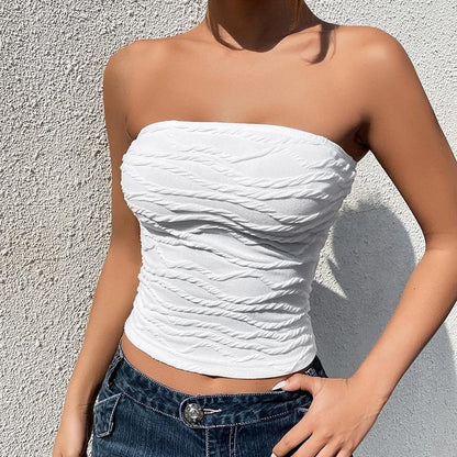 GUJI—186 Spring New Solid Color Sleeveless Slim Fit Crop Top Fashion plain minimalist