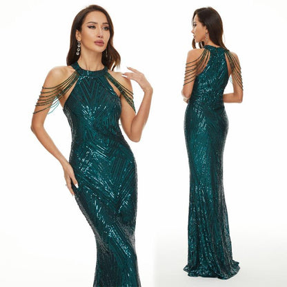 GUJI—311 Sequined Mermaid Long Evening Gown hautecouturedress