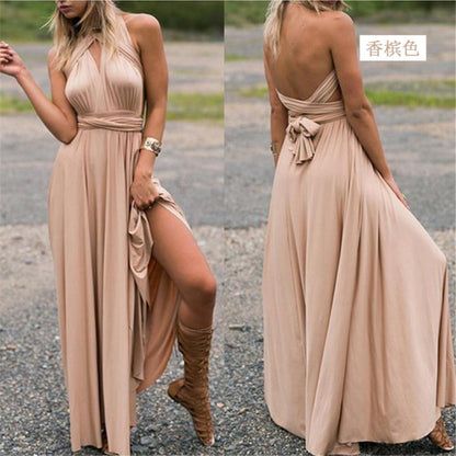 GUJI—329 Best-Selling Multi-Way Strappy Cross-Back Sexy Bandage Maxi Dress