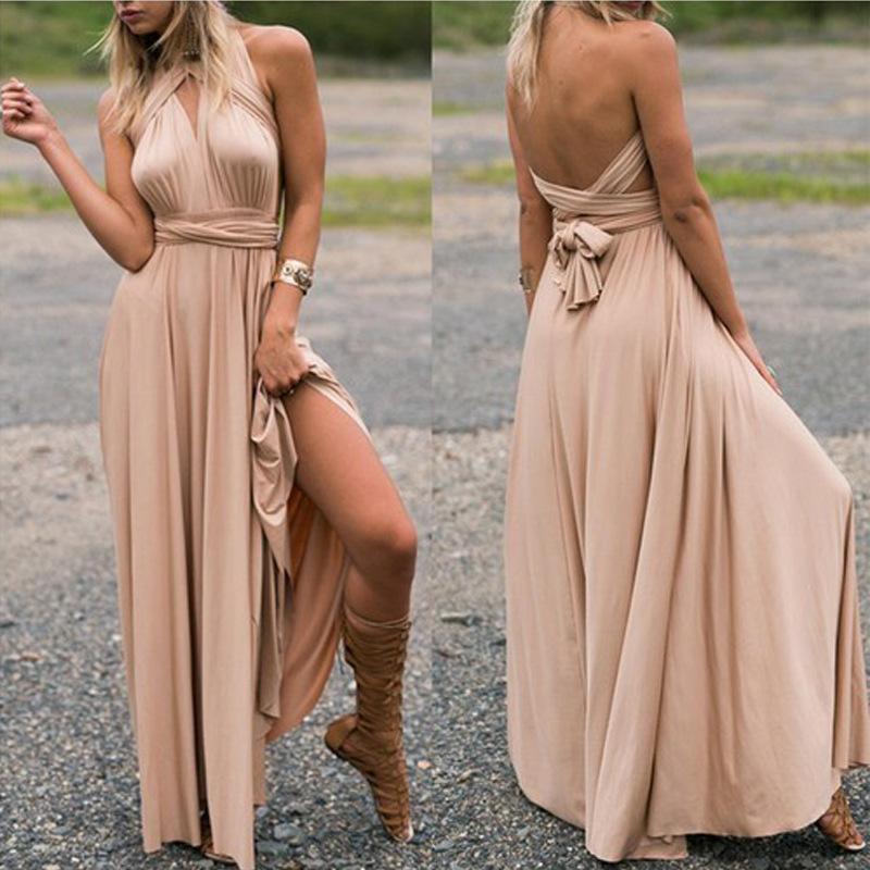 GUJI—329 Best-Selling Multi-Way Strappy Cross-Back Sexy Bandage Maxi Dress