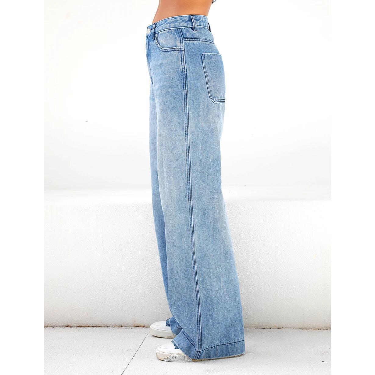 GUJI—-100 High-Waisted Loose Wide-Leg Women's Denim Jeans Casual Low Waistfashion fitted trend highrise jeans wrangler jeans slim-fitting casual