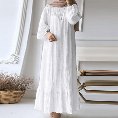 GUJI—3 2024 Women's Long Gown - New Spring/Autumn Fashion Puff Sleeve Vintage Pocket Ruffled Hem Dress Pretty Dressfashion Goddess Dress Occasion Dress oy s beauty