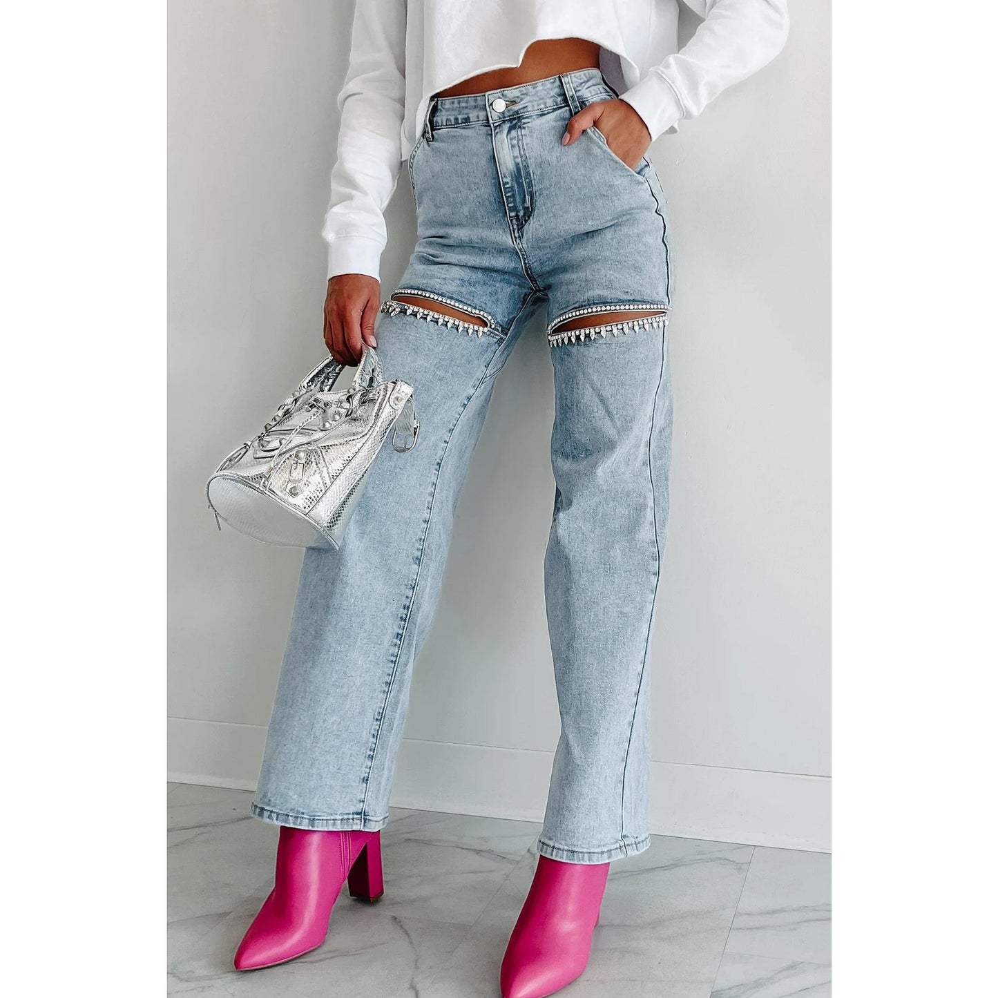 GUJI—65 2024 Spring/Summer Fashion Casual Ripped Straight-Leg Women's Jeans Women S Denim Fashionnovajeans Perfect Denimfashion businesscasual outfits sexy jeans