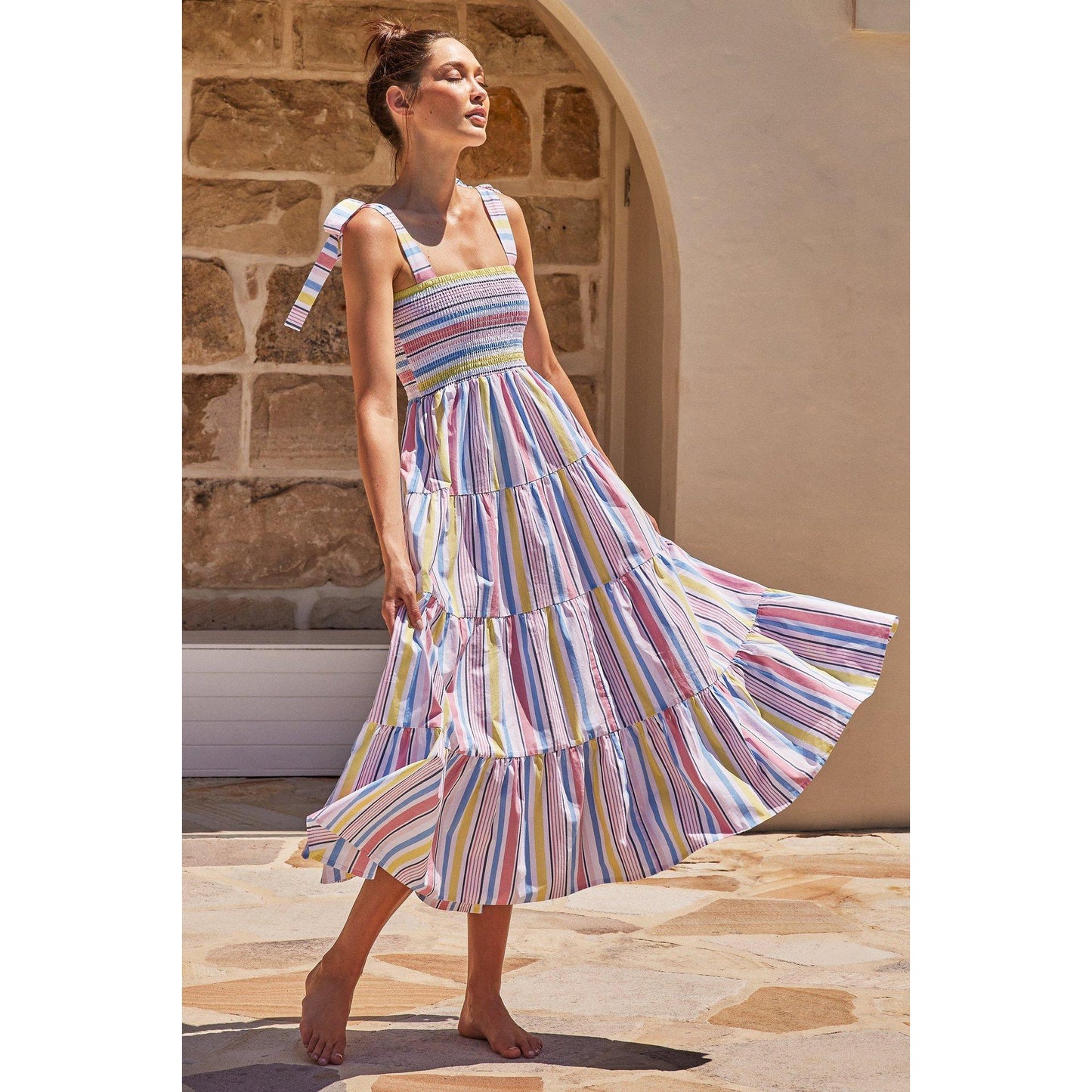 GUJI—246 Sleeveless Printed Maxi Dress rula clothes work dress