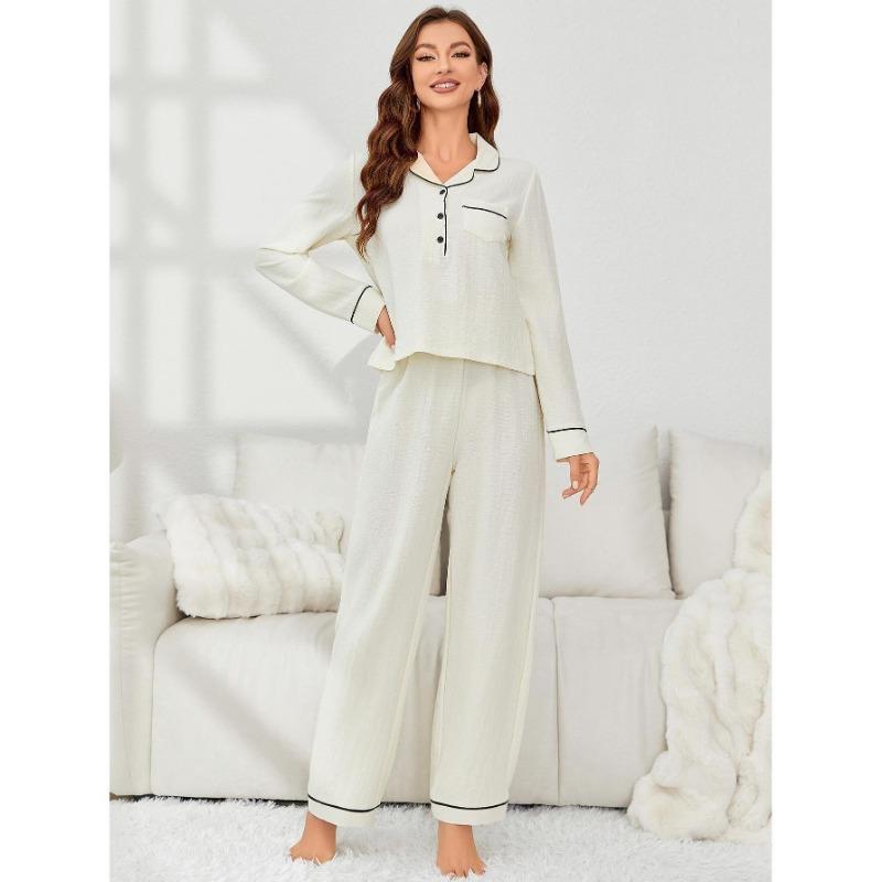 GUJI—277 Women's Long Sleeve Cardigan And Pants Pajama Set - Autumn/Winter Loungewear Pajamas Sleepwear nightgowns