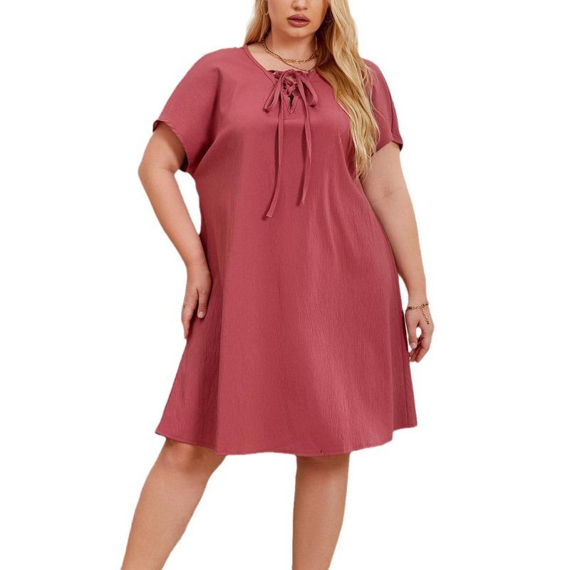 GUJI—272 Women's Plus Size Short-Sleeve Summer Nightdress - Loose Fit, Wearable As Casual Dress Pajamas Sleepwear