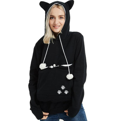 GUJI—335 Meow Planet Show Cat-Dog Fleece-Lined Hoodie For Women