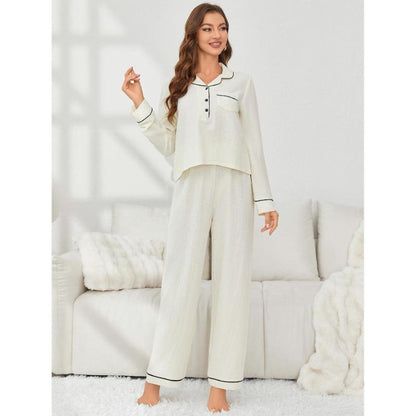 GUJI—277 Women's Long Sleeve Cardigan And Pants Pajama Set - Autumn/Winter Loungewear Pajamas Sleepwear nightgowns