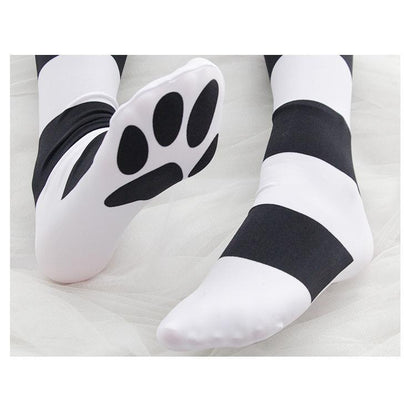 GUJI—309 Over-the-Knee Cat Paw Print High Socks