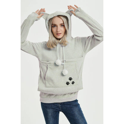 GUJI—335 Meow Planet Show Cat-Dog Fleece-Lined Hoodie For Women