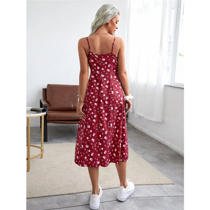 GUJI—142 Milkmaid Sundress Dress Gorgeous Floral Expression Commuter Maxi Dress Milkmaidsundressdress Casual Comfort Womenswearfashion