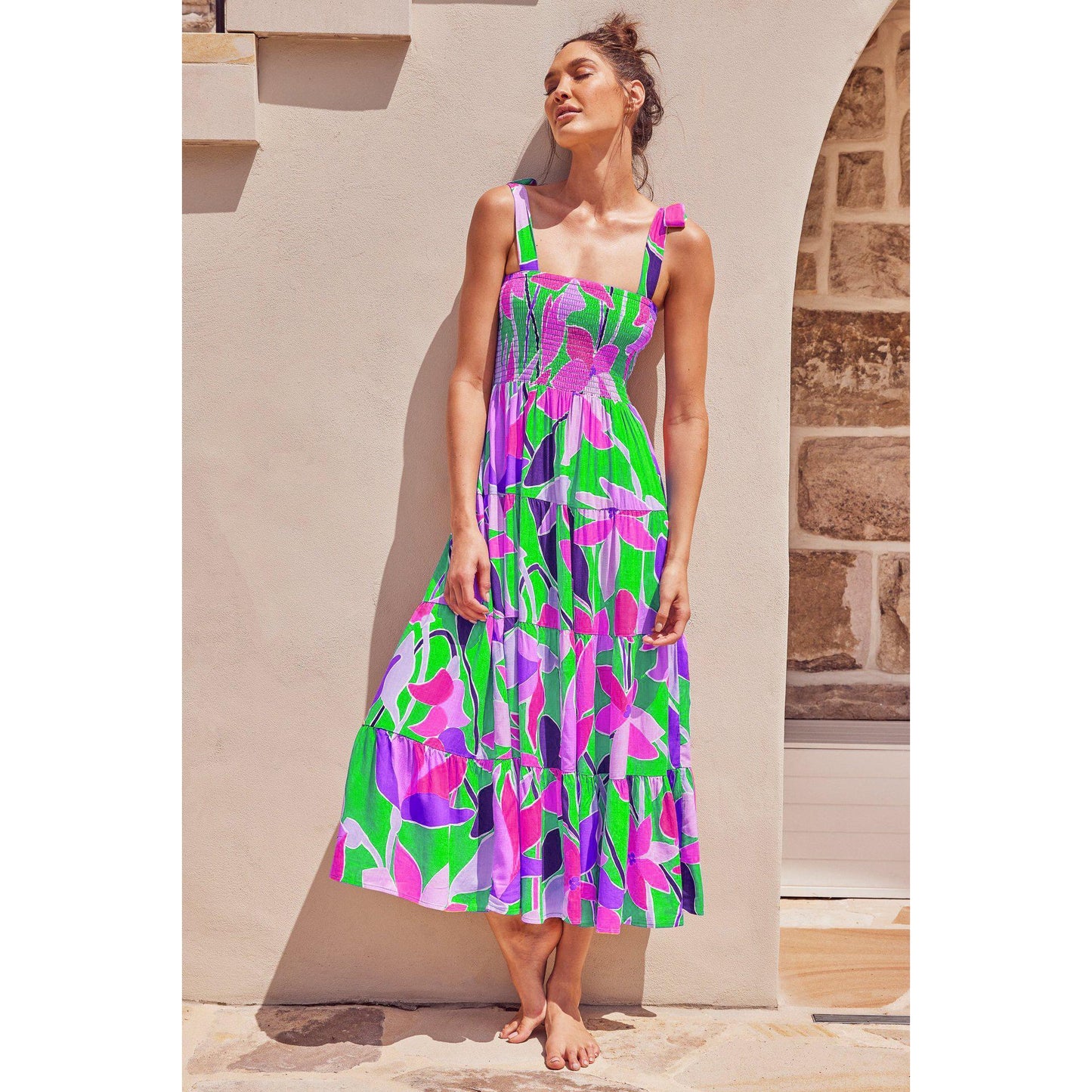 GUJI—246 Sleeveless Printed Maxi Dress rula clothes work dress