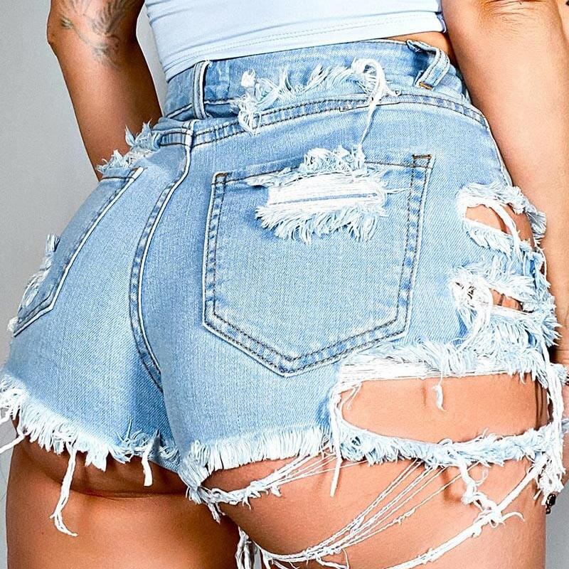 GUJI—67 Bestselling Women's Denim Shorts 2024 Summer New Fashion Trendy High-Waisted Ripped Frayed Edge Shorts Women S Cropped Denim Casual Low Waist Jeansfashion