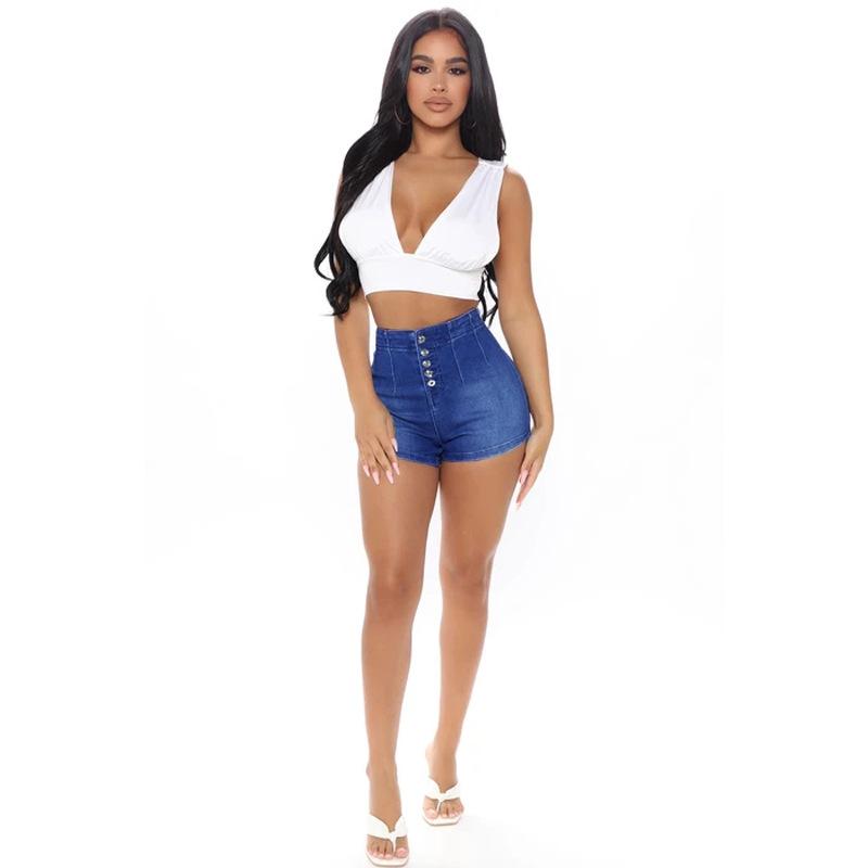 GUJI—-103 Women's New Style Cotton Light Wash Two-Tone Long Zipper High-Waisted Ripped Denim Shorts Women S Lowrise Denimfashion Slim-fitting Denim skirt shorts slim-fitting casual jeans