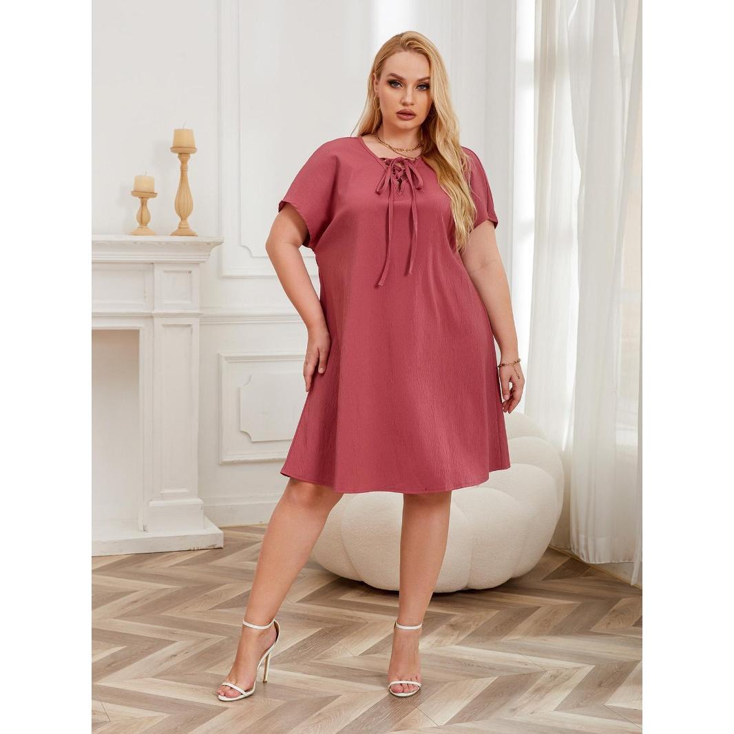 GUJI—272 Women's Plus Size Short-Sleeve Summer Nightdress - Loose Fit, Wearable As Casual Dress Pajamas Sleepwear