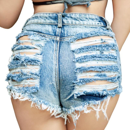 GUJI—101 Women's Denim Shorts - Sexy High-Waisted Ripped Shorts Women S Cropped Denimfashion jeanskirt