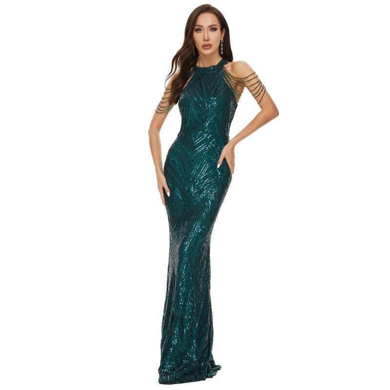 GUJI—311 Sequined Mermaid Long Evening Gown hautecouturedress