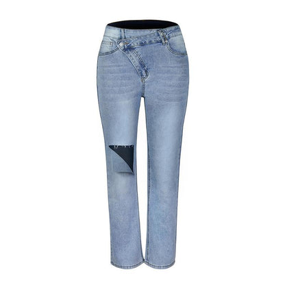 GUJI—213 Fashion Women's Stretch Straight-Leg Denim Jeans businesscasual outfits sexy jeans