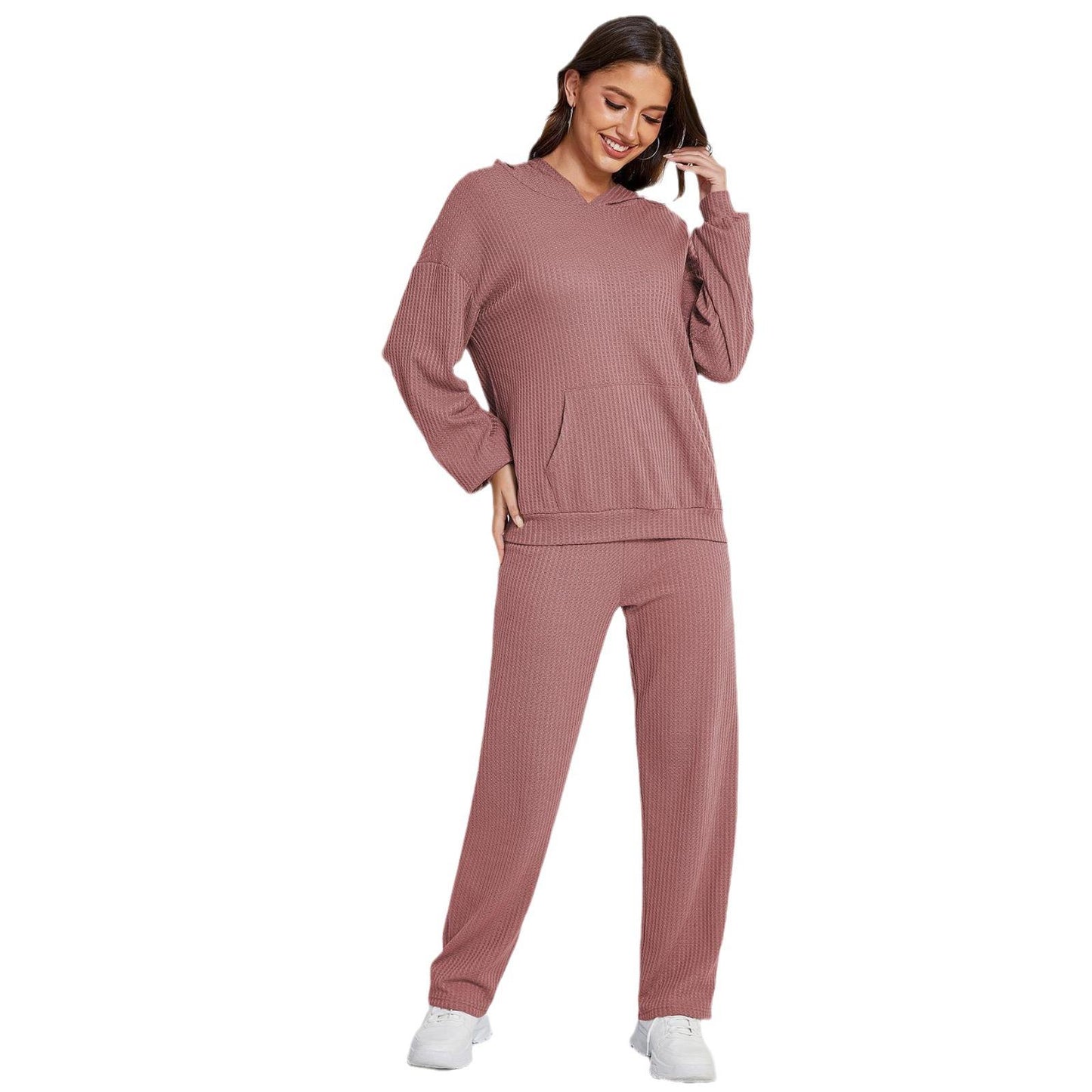 GUJI—282 Hooded Casual Sleepwear Set For Women - Long Sleeve Top And Pants Two-Piece Loungewear nightgowns