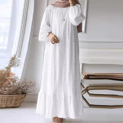 GUJI—3 2024 Women's Long Gown - New Spring/Autumn Fashion Puff Sleeve Vintage Pocket Ruffled Hem Dress Pretty Dressfashion Goddess Dress Occasion Dress oy s beauty