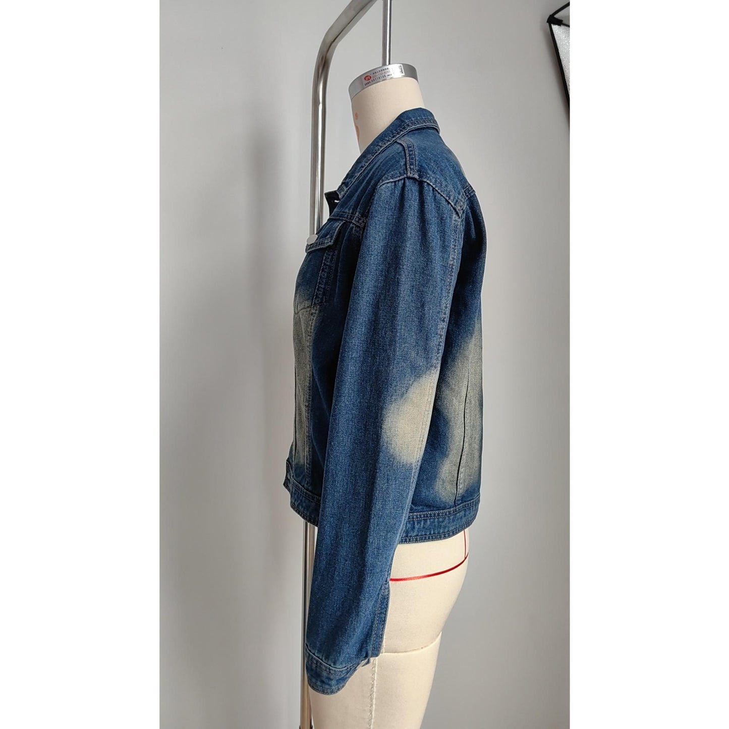 GUJI—-98 New Washed Denim Long Sleeve Casual Jacketfashion mitsycroptop baggy shirt denim bolero plain minimalist coats regular sleeve fashion denim jacke