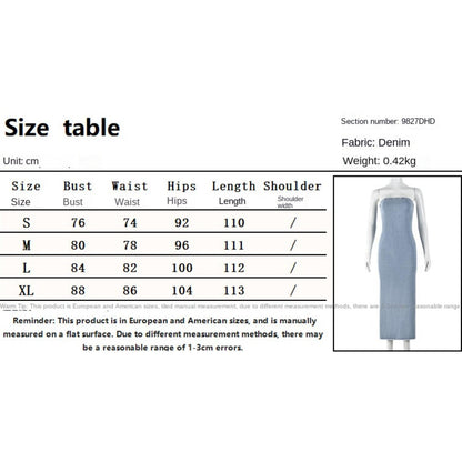 GUJI—229 Autumn New Stretch Denim Sexy Off-Shoulder Slim Fit Split Dress For Women rula clothes work dress