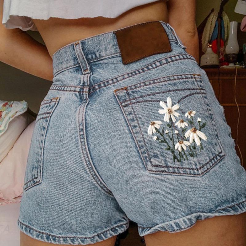 GUJI—339 Vintage Multi-Pocket Printed Denim Shorts