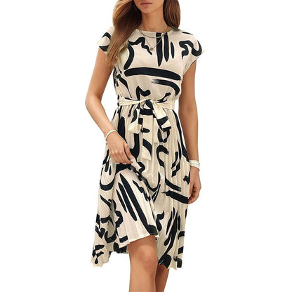 GUJI—328 New Summer Fashion Pleated Floral Print Dress For Women