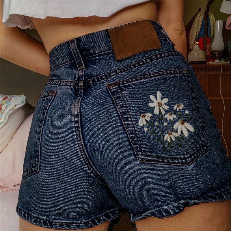 GUJI—339 Vintage Multi-Pocket Printed Denim Shorts