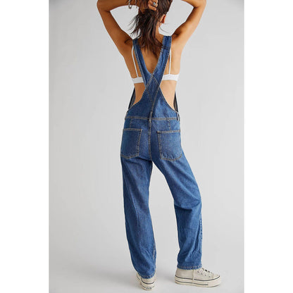 GUJI—176 Women's Casual Loose Fit Denim Overalls Denim Cargos Fashion