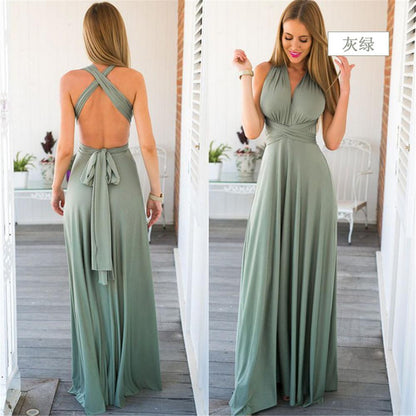 GUJI—329 Best-Selling Multi-Way Strappy Cross-Back Sexy Bandage Maxi Dress