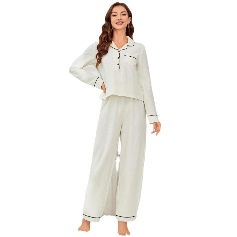 GUJI—277 Women's Long Sleeve Cardigan And Pants Pajama Set - Autumn/Winter Loungewear Pajamas Sleepwear nightgowns